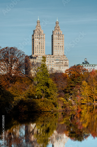 New York City - USA - Nov 5 2020: Beautiful Foliage Colors of The San Remo Central Park New York