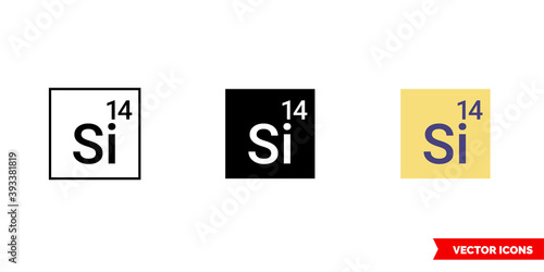 Silicon icon of 3 types color, black and white, outline. Isolated vector sign symbol.