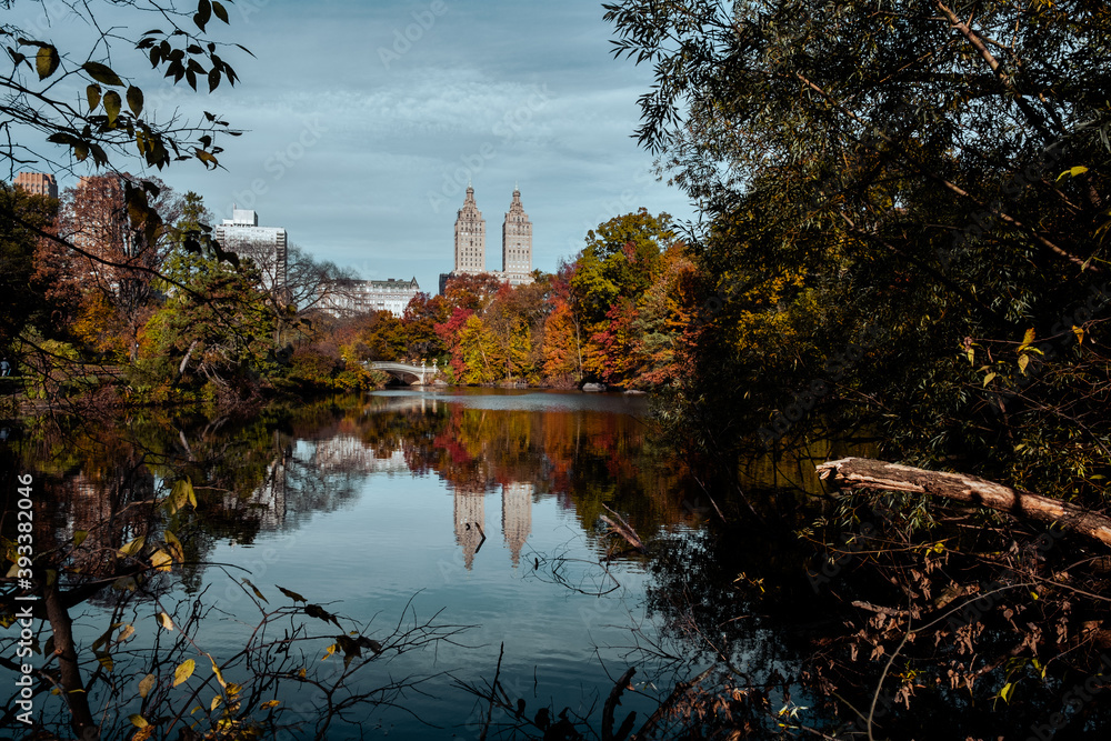 New York City - USA - Nov 5 2020: Beautiful Foliage Colors of The San Remo Central Park New York