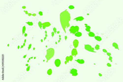 Ink splatter splats in green on off white background. Vector illustration. Backdrop for banner, advertisements, book cover, brochure, flyers.
