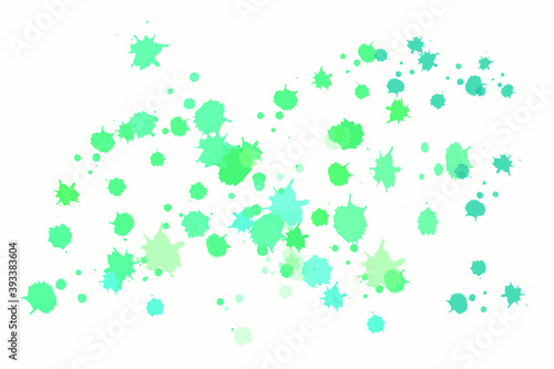 Ink splatter splats in green on off white background. Vector illustration. Backdrop for banner  advertisements  book cover  brochure  flyers.