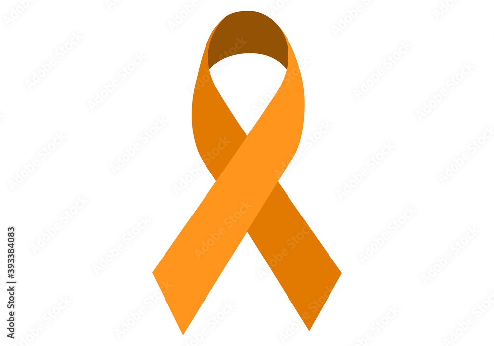 Lazo naranja por la esclerosis múltiple. - obrazy, fototapety, plakaty 