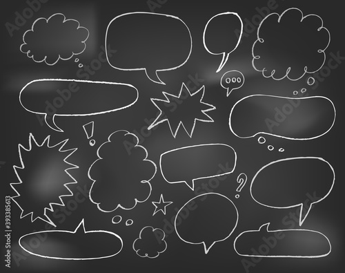 Doodle style comic bubbles on black schoolboard