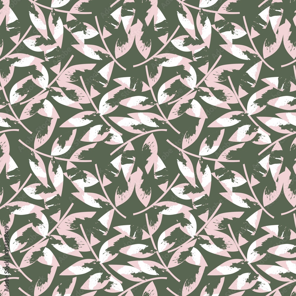 Obraz premium Green Tropical Botanical Leaf Seamless Pattern Background