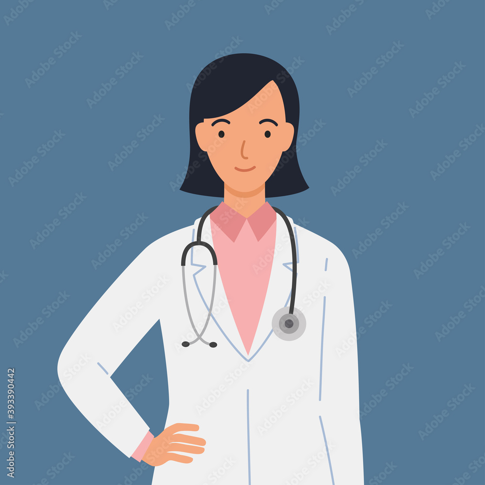 Female doctor in white medical gown with a stethoscope. Female doctor in white medical gown with a stethoscope.
