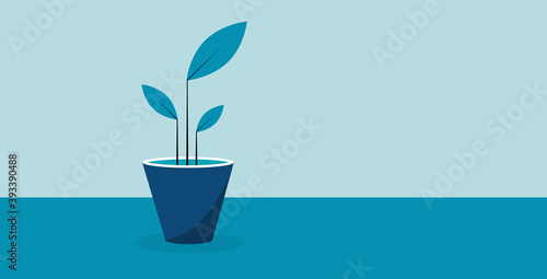 vaso, pianta, tavolo, scrivania