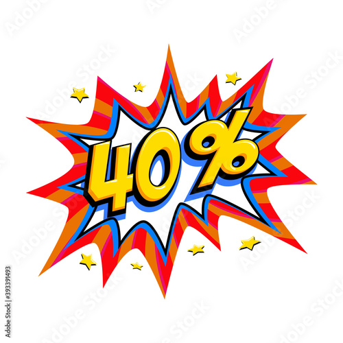 Comic red sale bang balloon - Pop art style discount promotion banner. Vector illustration