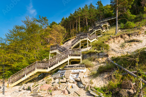 Stairs on the beach in Miedzyzdroje leading to Kawcza Gora