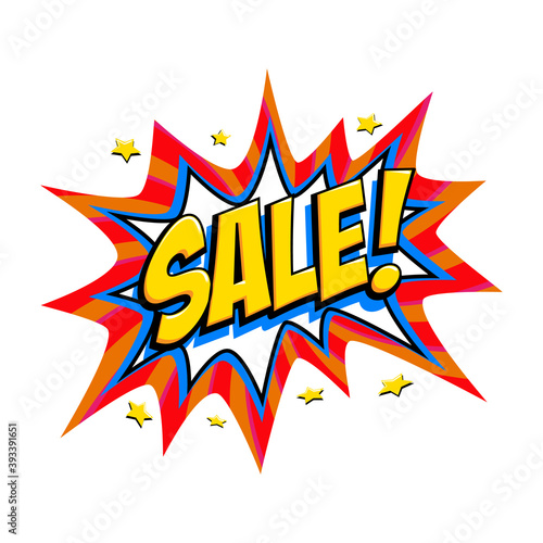 Comic sale bang balloon - Pop art style discount promotion banner. Vector illustration