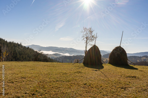 Nature landscape in mountain with fog and day light photo