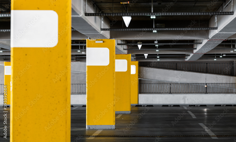 Big empty airport parking during coronavirus pandemic