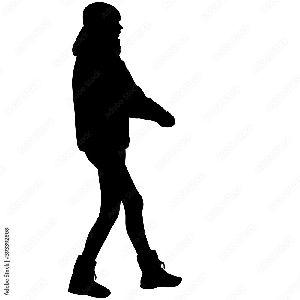 Silhouette of a walking girl on a white background Silhouette of a walking girl on a white background