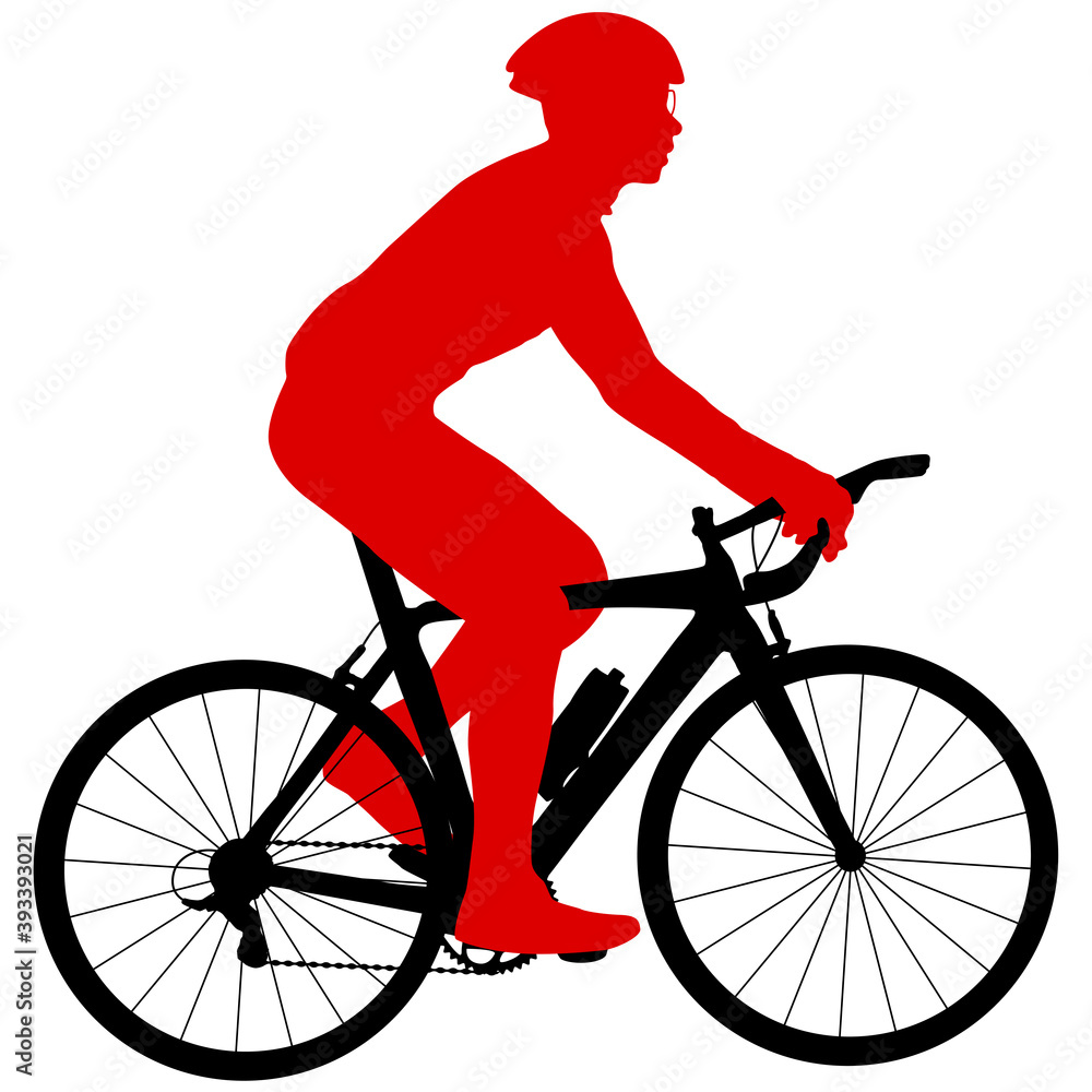 Silhouette of a sports cyclist on a white background Silhouette of a sports cyclist on a white background