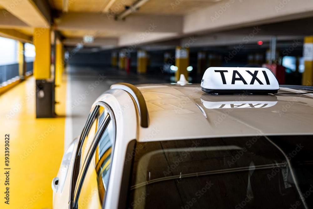 Taxi cab at the underground parking