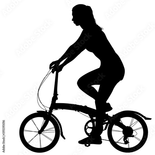 Silhouette of a sports cyclist on a white background