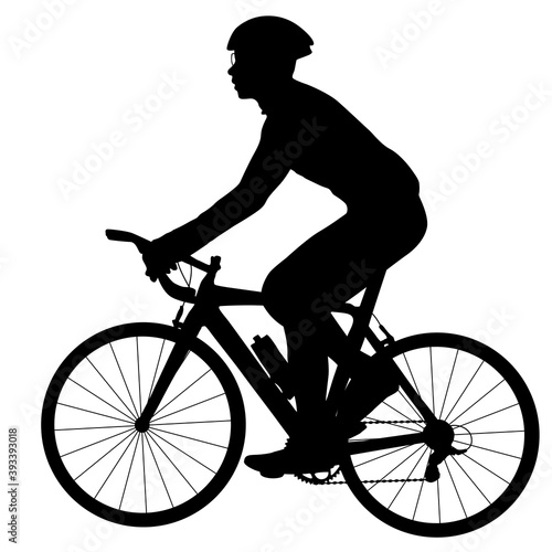 Silhouette of a sports cyclist on a white background