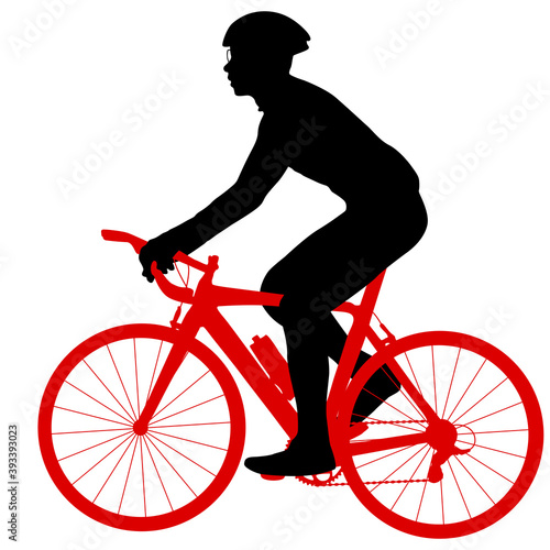 Silhouette of a sports cyclist on a white background