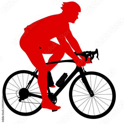 Silhouette of a sports cyclist on a white background