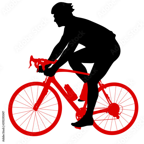 Fototapeta Naklejka Na Ścianę i Meble -  Silhouette of a sports cyclist on a white background
