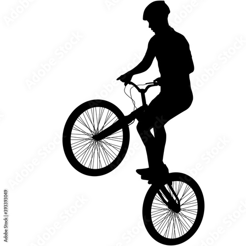 Silhouette of a sports cyclist on a white background