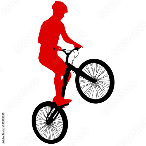 Silhouette of a sports cyclist on a white background
