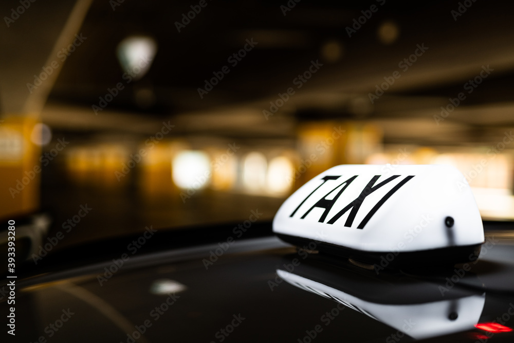 Taxi sign at the underground parking