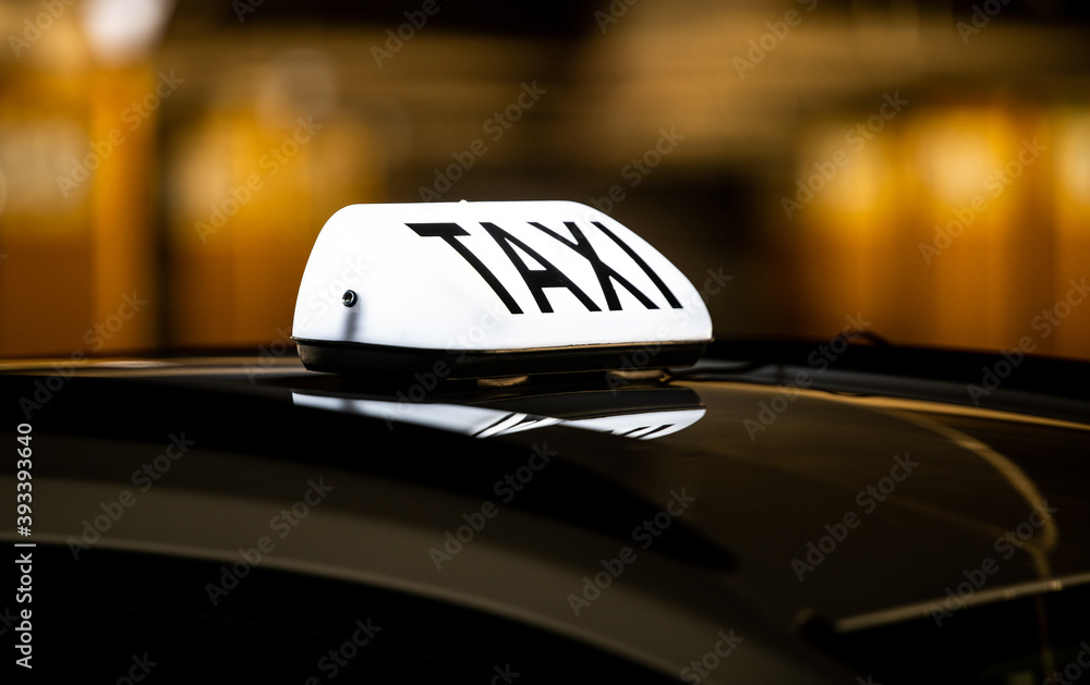 Taxi sign at the underground parking