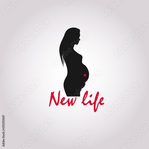 Vector flat line icon on pregnancy. Beautiful abstract prenatal pregnant woman linear symbol