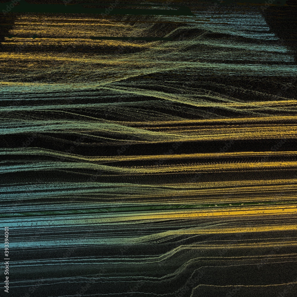 yellow and bright blue linear horizontal stripes on a jet black background transformed to abstract patterns and intricate 3D designs yellow and bright blue linear horizontal stripes on a jet black background transformed to abstract patterns and intricate 3D designs