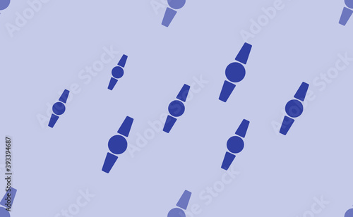 Seamless pattern of large isolated blue wristwatch symbols. The pattern is divided by a line of elements of lighter tones. Vector illustration on light blue background