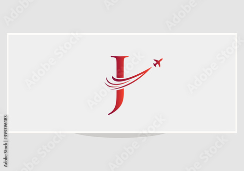 Modern Air Travel J logo Design with J letter. Letter J Air travel logo design template.