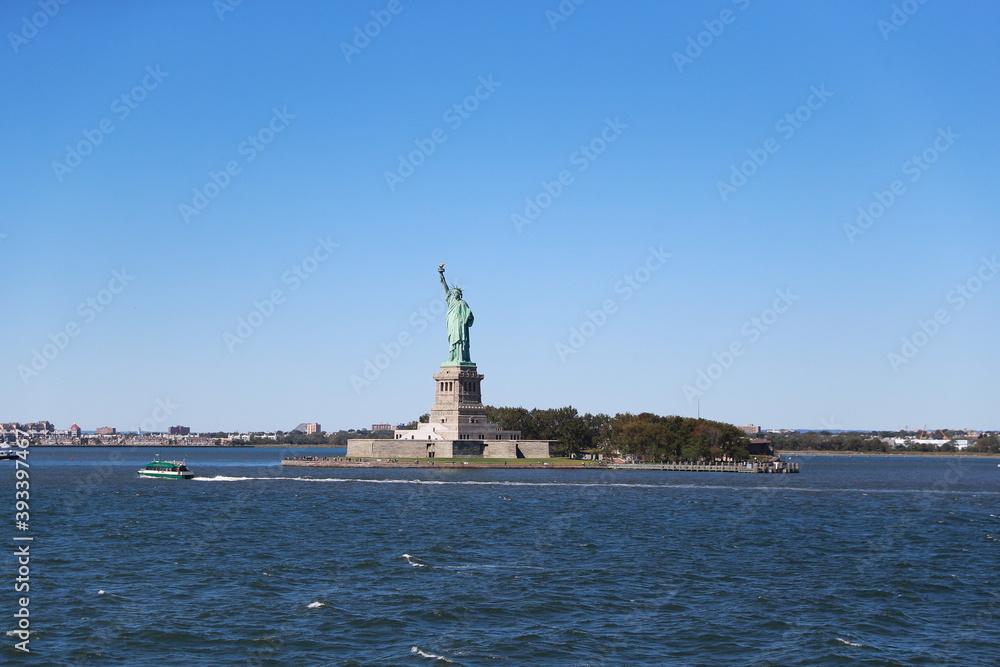 A view of Statue of Liberty are seen on board the Staten Island Ferry
