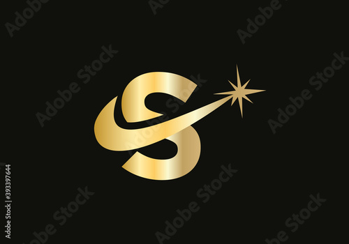 Abstract S letter logo design with spark concept. Spark S logo design