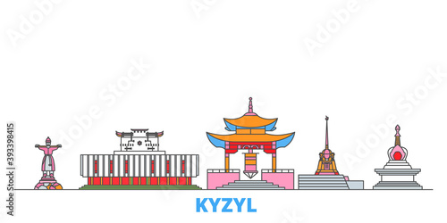Russia, Kyzyl cityscape line vector. Travel flat city landmark, oultine illustration, line world icons