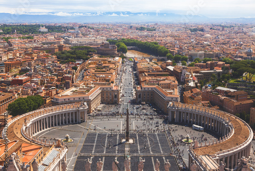 Rome historic center panoramic view from Papal Basilica of Saint Peter