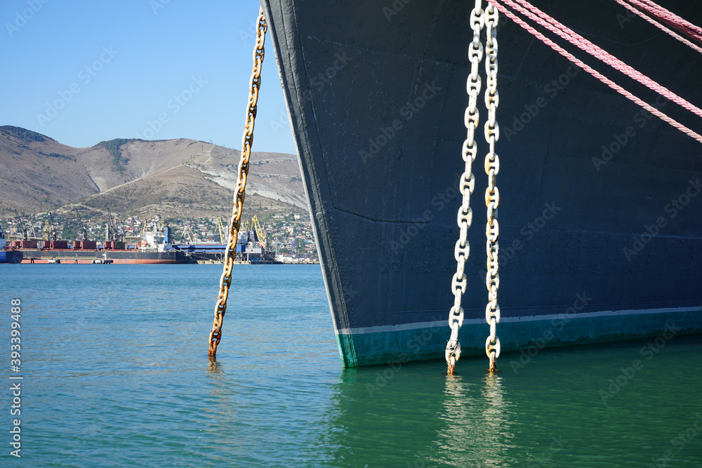 anchor chain on the background of the ship's bow