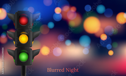 Realistic traffic lights with all three colors