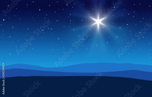 Tablou pe pânză Blue Christmas Nativity desert setting background