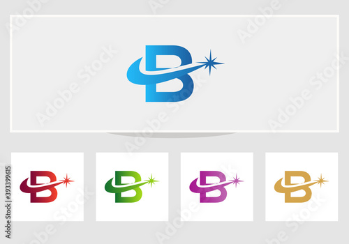 Abstract B letter logo design with spark concept. Spark B logo design