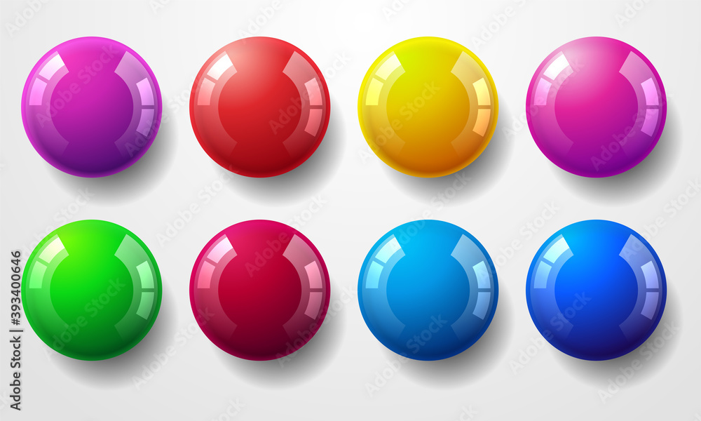 Set of glossy colored balls on white background Set of glossy colored balls on white background
