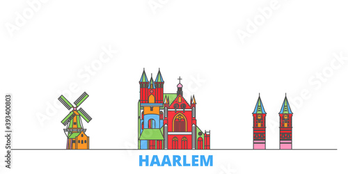 Netherlands, Haarlem cityscape line vector. Travel flat city landmark, oultine illustration, line world icons
