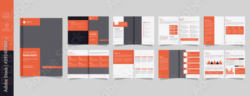 Orange business brochure template layout design Template, business profile template design 16 pages, annual report minimal editable business brochure