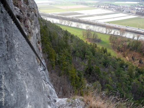 Via ferrata at Martinswand mountain, Kaiser Max rise, Tyrol, Austria photo