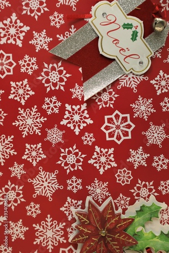 red christmas background with snowflakes noel