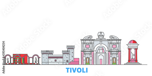 Italy, Tivoli cityscape line vector. Travel flat city landmark, oultine illustration, line world icons