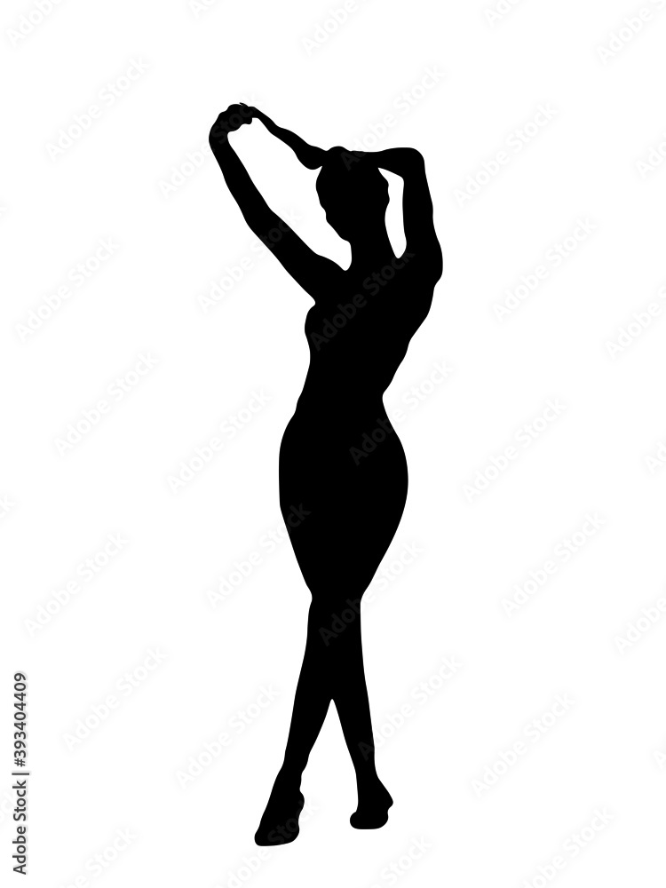 Silhouette on a white background, woman, model pose, beautiful athletic body Silhouette on a white background, woman, model pose, beautiful athletic body