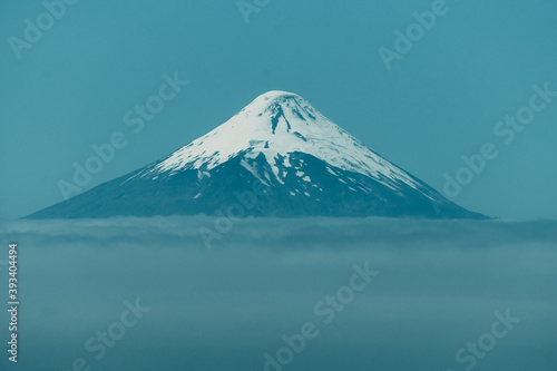 Volcano surrounded by clouds