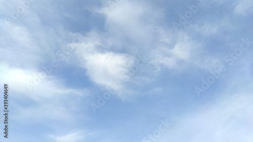 White Fluffy Clouds with Blue Sky Background. Central Java Indonesia.