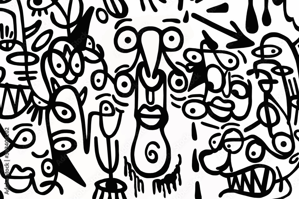 Black and white pattern on white background, abstract design Black and white pattern on white background, abstract design