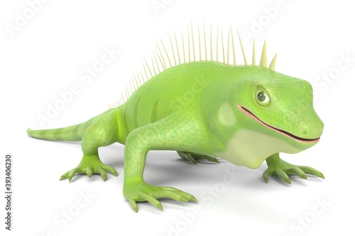 3D Illustration of a Cartoon Iguana